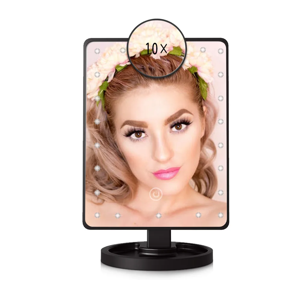 

LED lights Mirror Folding 10x Magnification Makeup Mirror Compact Stand Hand Cosmetic Mirror Woman Pocket Mirrors make up vanity
