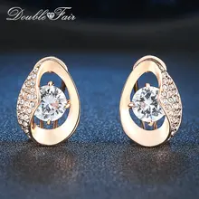 Двойная ярмарка Italina Rigant серьги-гвоздики для женщин Свадебные ювелирные изделия с кристаллами серьги розовый Золотой Пирсинг Пряжка DFE348