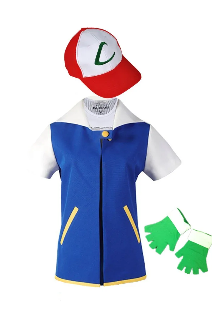 Gematigd Ciro melodie Pokemon Ash Ketchum Trainer Cosplay Kostuum Jas + Handschoenen + Hoed Ash  Ketchum Gratis Verzending|hat|costume stampscostumes images - AliExpress