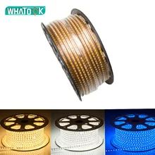 Светодиодный светильник SMD 5050 220 в 110 В уличный светодиодный гибкий светильник 1 м/10 м/20 м+ разъем питания 60 Светодиодный s/M Водонепроницаемый светодиодный светильник