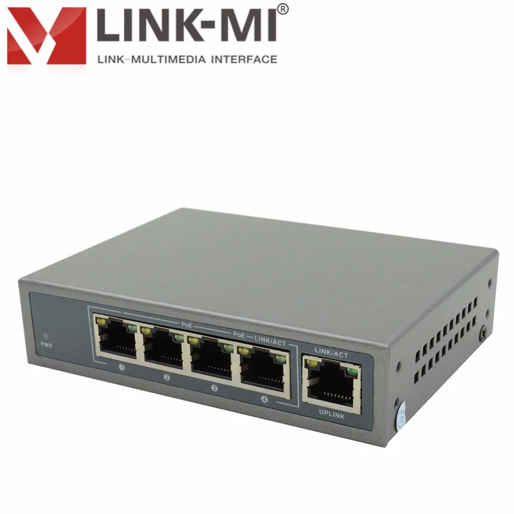 LINK-MI EC541-POE 4 Порты и разъёмы 100 м коммутатор питания через ethernet IEEE802.3af/af POE Стандартный коммутатор питания через Ethernet для IP Камера один Порты и разъёмы 15,4 W/30 W