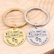 Llavero del estado del nacimiento del bebé regalo para el primer día del padre nuevo regalo de la mamá bebé recién nacido llave colgante mujeres hombres accesorios clave 3 colores(China)