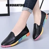 DONGNANFENG Women Flats Mother Ladies Female Shoes Loafers Cow Genuine Leather Pigskin Slip On Feminino Nurse Peas 35-44 AZE-912 ► Photo 2/6