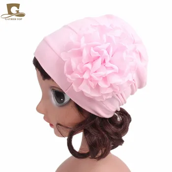 

New fashion Newborn Girls Cotton Beanie Flower slouch Cap Hospital Hat kids Headwarp kids Turban hair accessories