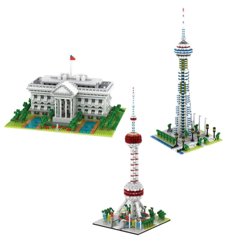 TATCO Diamentowe Bloki Mini Słynne Budynki Architektura Serii Biały Dom Modelu Budynku Cegieł Edukacyjne DIY Rysunek Zabawki