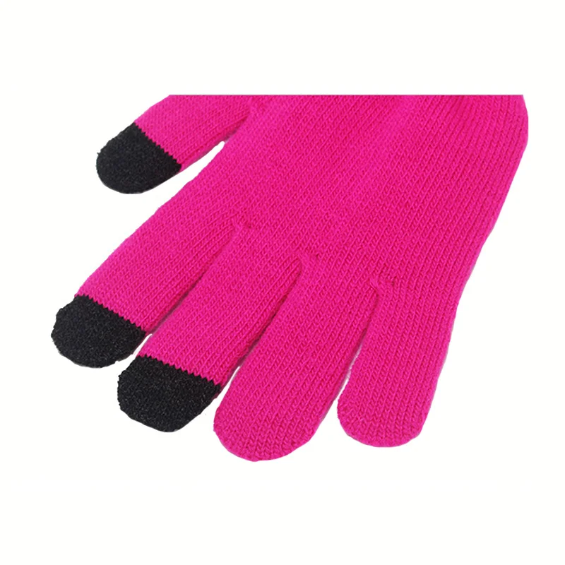 Fashion Female Wool Knitting Touched Screen Gloves Winter Women Warm Full Finger Gloves Stretch Warm Guantes Knit Mitten