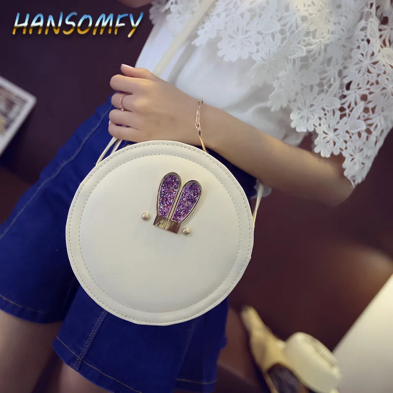 

HANSOMFY 2019 female bag sweet shoulder bag fashion portable diagonal cross bag college wind personality small round bag LZ-21