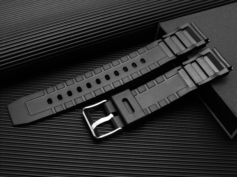 new 16mm 18mm 20mm Rubber Bracelets Men Black Sport Diving Silicone Bracelet Watch Band Buckle Metal Watch Accessories