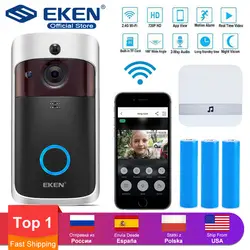 Eken V5 WI-FI дверной звонок Смарт IP видеосвязь видео-телефон двери дверной звонок, камера для квартиры ИК-сигнализация Беспроводной