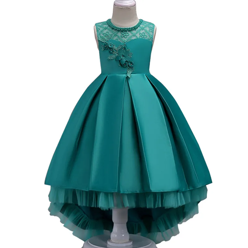 

Summer Flower Lace Girls Wedding Pageant Party Dresses Princess Formal Prom Gowns Size 3-14 Years 2018 New Kid Girl Clothes