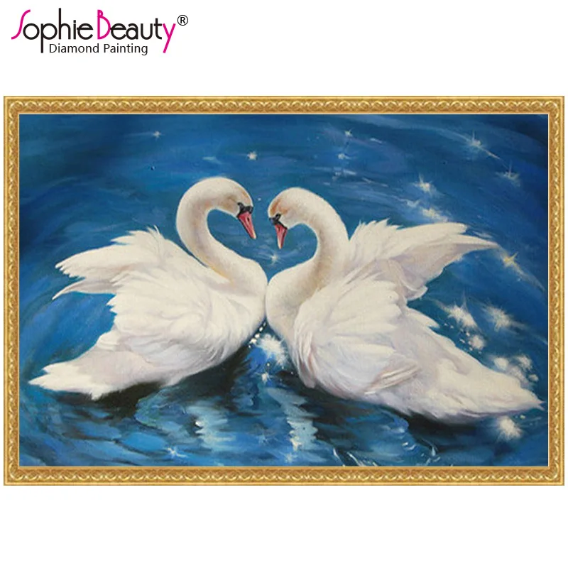 Sophie Beauty Diy Алмазная Живопись Вышивка крестом Лебедь любовь синий рукоделие