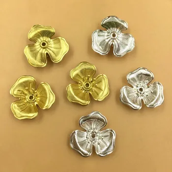 

16mm Vintage Filigree 3 Petals Flower Charms Metal Spacer Beads Supplies Retro Bu Yao Hair Clasp Accessories DIY Findings