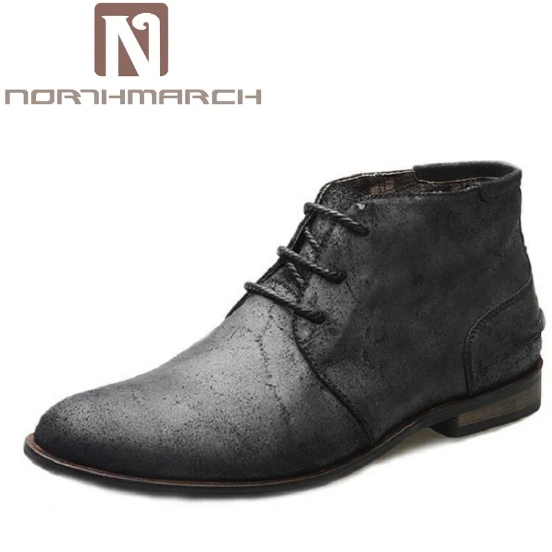 Northmarch Новый Ретро Черный Для мужчин платье Сапоги и ботинки для девочек из искусственной замши Бизнес Формальные Мужские ботинки зимние