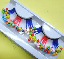 1 pairs color dot beads child colorful multicolor exaggerated false eyelashes, false eyelashes artistic costumes CP02