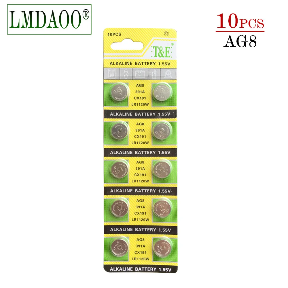 10 ⑤ упак. AG8 LR1120 391 SR1120 кнопочные батареи 191 LR55 батарея для монет щелочная 1 55 V LR1120W