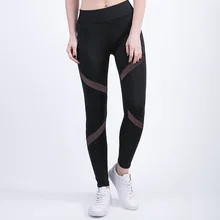 2017 Fashion Stretch Women’s Mesh Leggings Fitness High Waist Splice Breathable Sporting Leggings Slim Fit Workout Skinny Pants