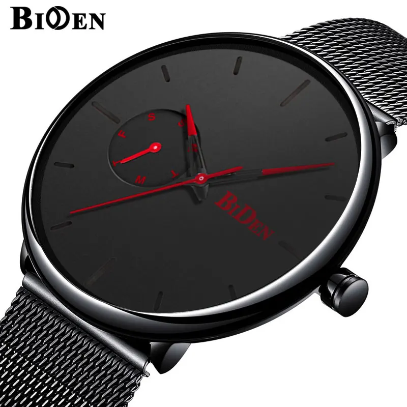 

BIDEN Fashion Mens Watches Top Brand Luxury Quartz Watch Men Casual Slim Mesh Steel Waterproof Sport Watch Relogio Masculino