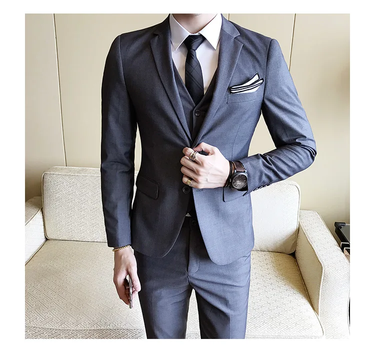 slim fit male 3 piece suits wedding dress Men's Business Casual jacket Wedding Prom Dinner Gown Wear Suits Groomsman tuxedos