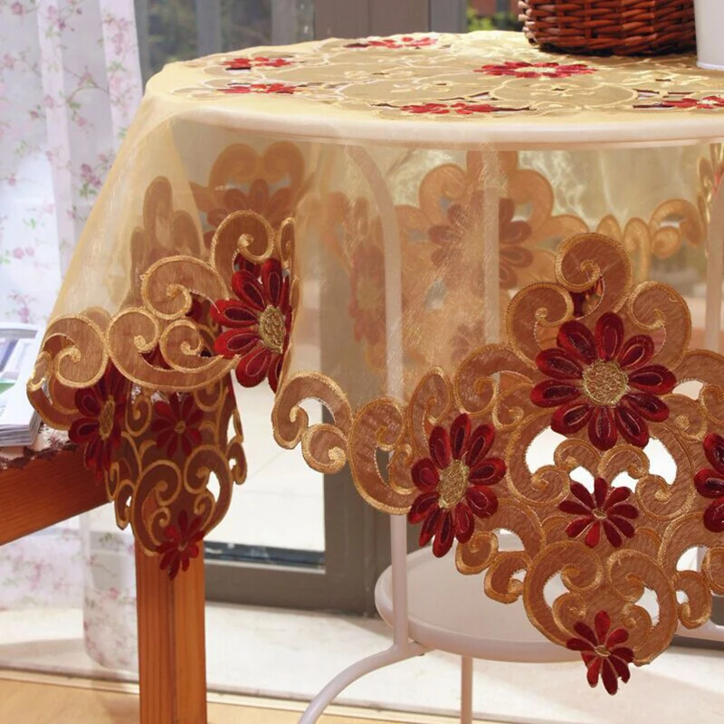 European embroidery table cloth round for christmas lace cut handmade European embroidery table cloth round for christmas lace cut handmade