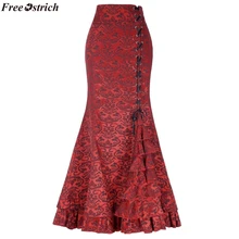 OSTRICH, новая Женская Ретро Юбка русалки в стиле панк, модная винтажная длинная облегающая юбка с рюшами, юбка рыбий хвост, грация