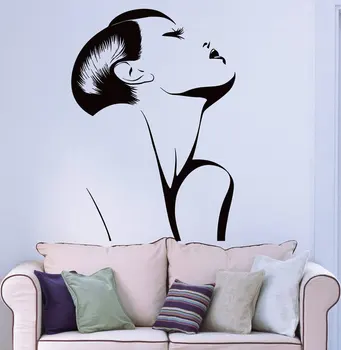 

Wall sticker vinyl applique fashion sexy sexy girl woman hairdressing salon, barber shop wall decoration decal MF21
