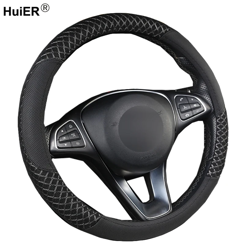 HuiER авто чехол рулевого колеса автомобиля Volant дышащая ткань 5 цветов Оплетка на