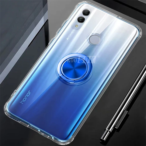 Чехол для телефона huawei Honor 8X, чехол, кронштейн, кольцо, прозрачная задняя крышка, чехол для huawei Honor 8X, мягкий силиконовый чехол - Цвет: Blue