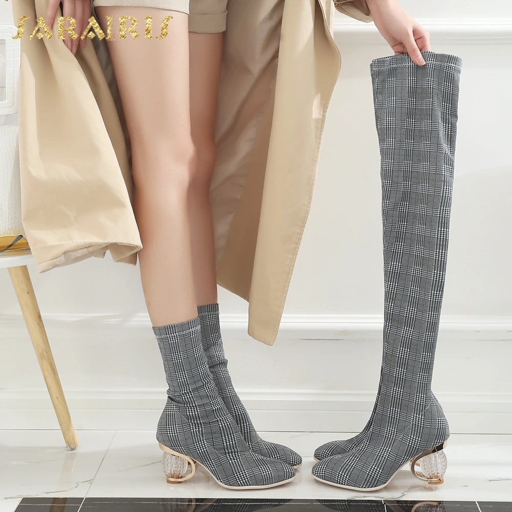 SARAIRIS/ г. Большие размеры 34-43, новые модные ботфорты в необычном стиле женская обувь вечерние сапоги женская обувь