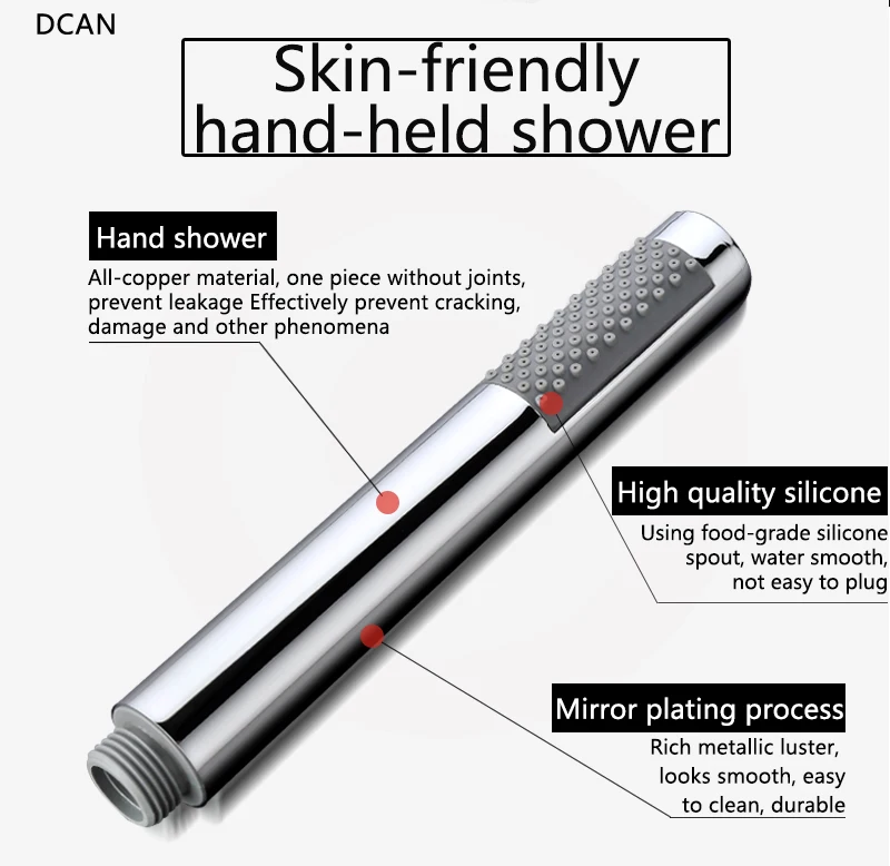 Handheld Showerheads Hand Shower Hand Held Shower Head Round Bathroom Faucet Accessories Products Solid Brass Chrome Finished  (2)