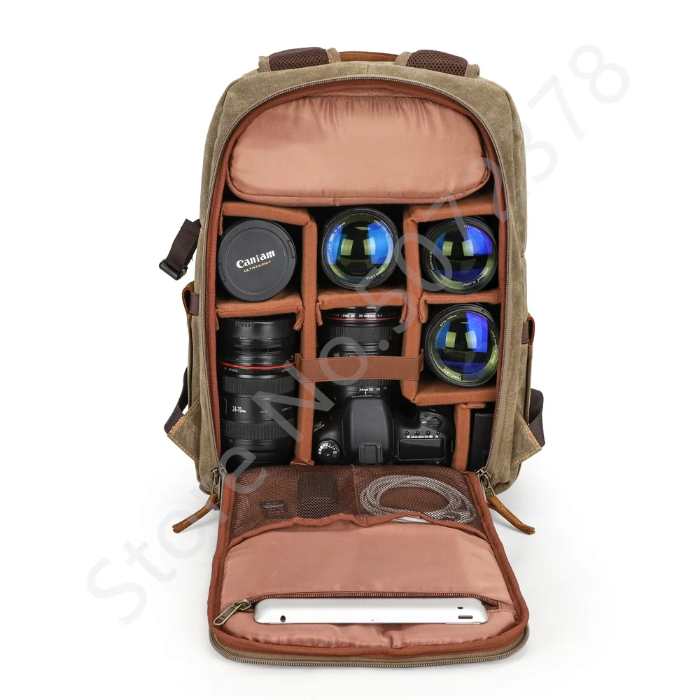 Водонепроницаемый батик холст камера рюкзак Профессиональный DSLR большой емкости путешествия фотографии сумка для Canon/Nikon/sony/Fujifilm