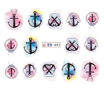 

Stickers for Nails Water Decals Anchor Cross Nail Sticker Slider Art design Decoration Manicure Foil Adhesive Wraps Pegatinas