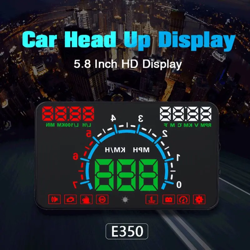OOTDTY E350 5," экран HUD Автомобильный дисплей сигнализация для топливного бака спидометр