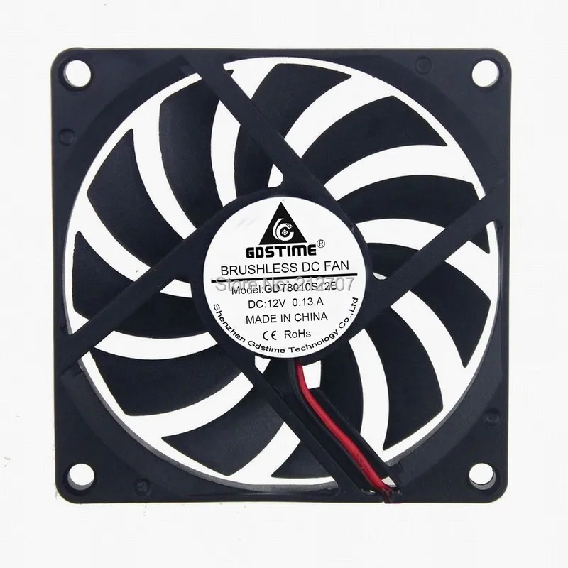 

5pcs/lot Gdstime DC 12V 2Pin 8cm 80*10mm 8010 80mm Axial Cooling Fan