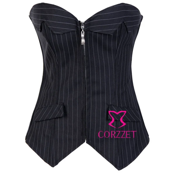 Fashion Strapless Ribbon Lacing Sexy Push Up Overbust Corselet Zipper