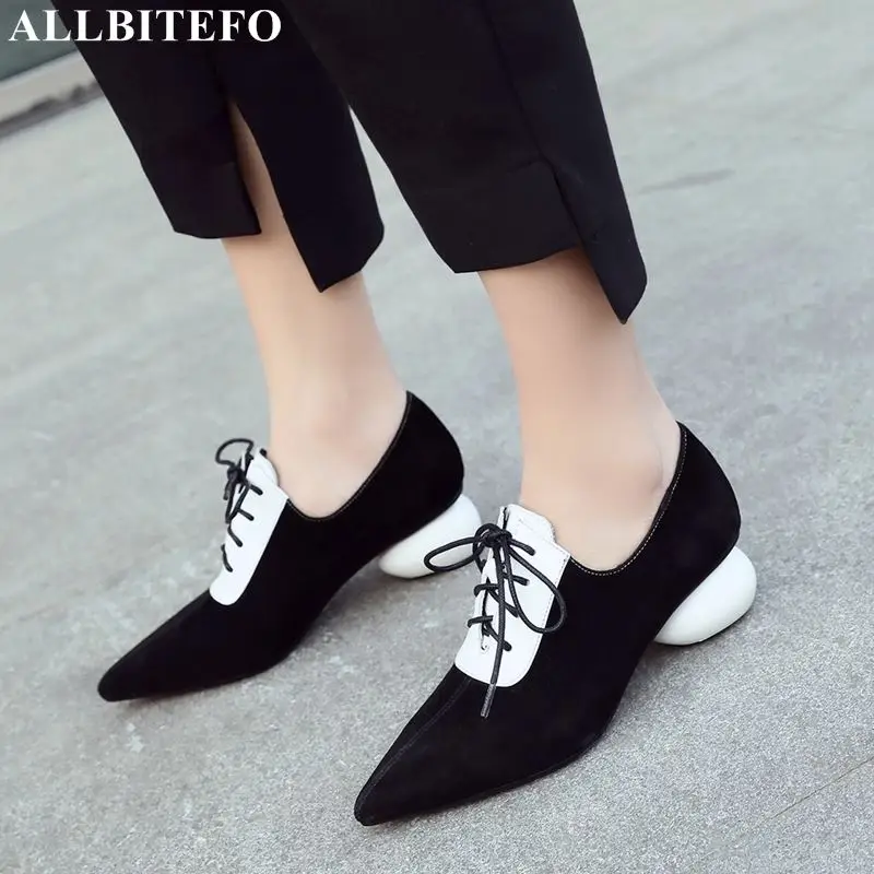ALLBITEFO/Высококачественная обувь из натуральной кожи на высоком каблуке; брендовая модная повседневная женская обувь на высоком каблуке; женская обувь на каблуке в британском стиле