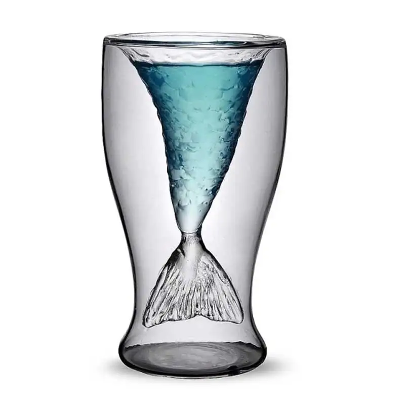 Creative Designer Mermaid Shape Glass Party Transparent Champagne Cocktails Wine Cup Doomed Drinkware for Bar Party Crystal Cup