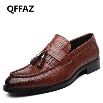 

QFFAZ Brand 2018 New Genuine Leather Shoes High Quality Casual Shoes For Men Crocodile Shoes Fashion Breathable Men Shoes