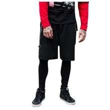 Мужские панк-рок хип-хоп шорты с лентами хип-хоп карго шорты мужские s черные Повседневная Уличная одежда эластичные шорты с множеством карманов