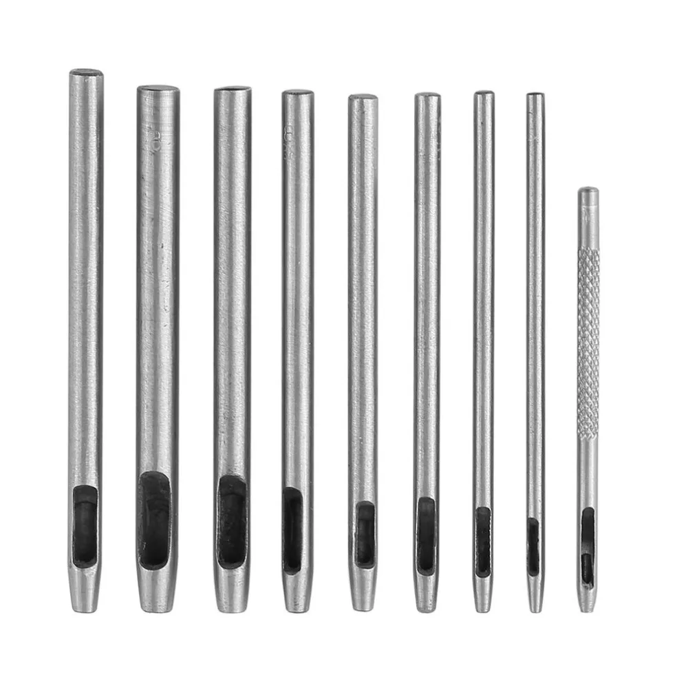

9PCS/set Metal Leather Tool Leather Hole Punches Snap Fastener Installation Kit Hollow Puncher Belt Punch 1.5mm-5mm New