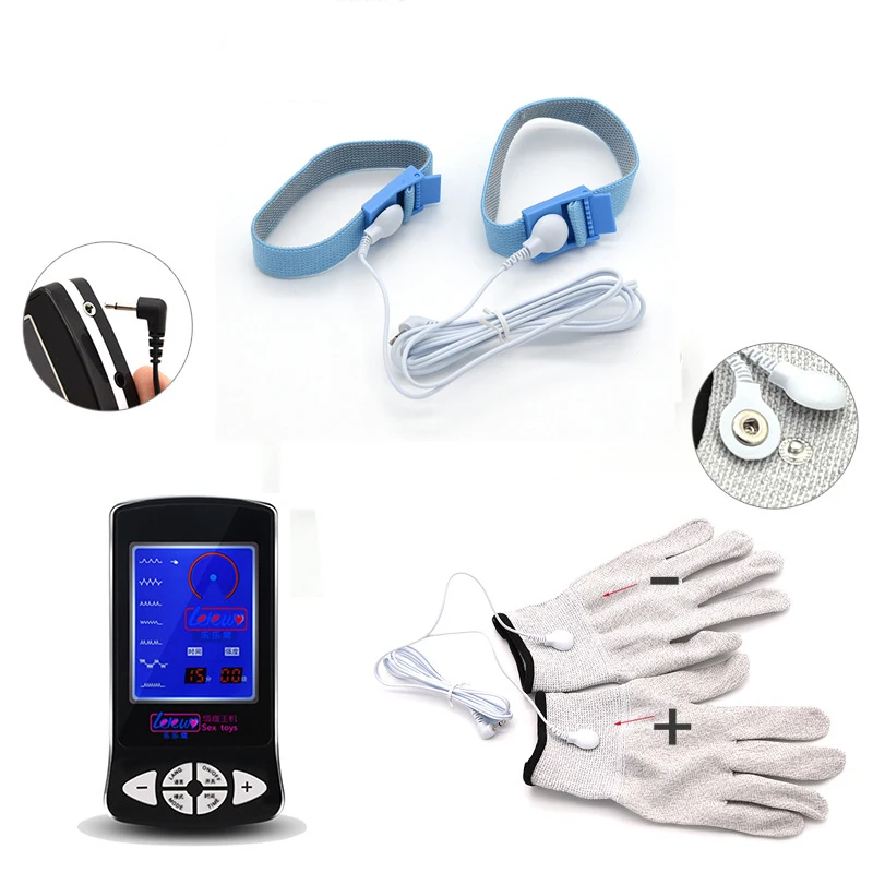 Massage-Gloves-Cock-Rings-Penis-Rings-Electric-Stimulation-Electro-Shock-Set-Medical-Themed-Adult-Sex-Toys