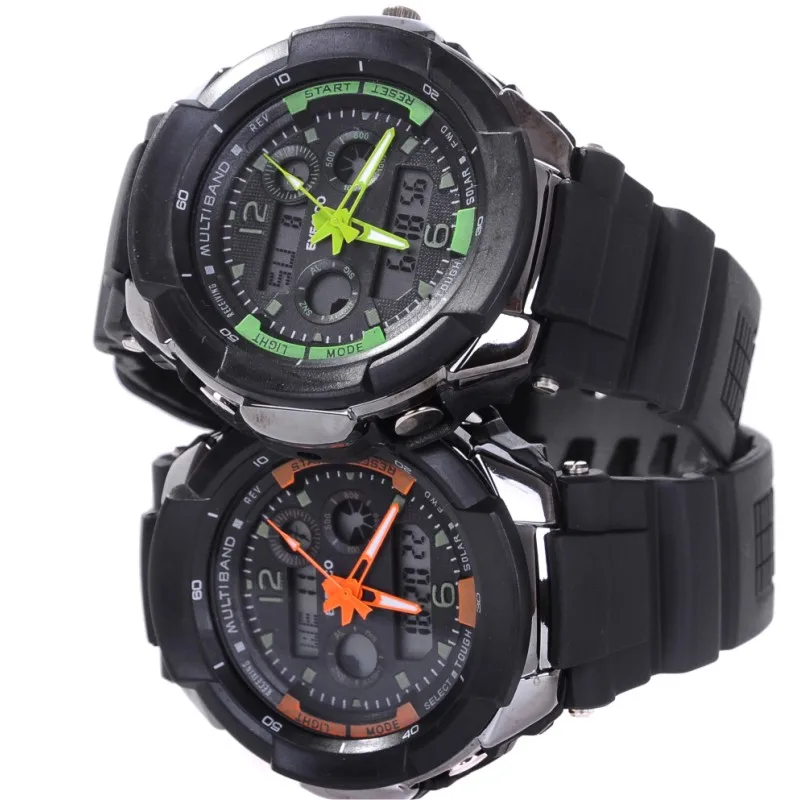 3 needle dual display alarm clock male fashion led electronic watches