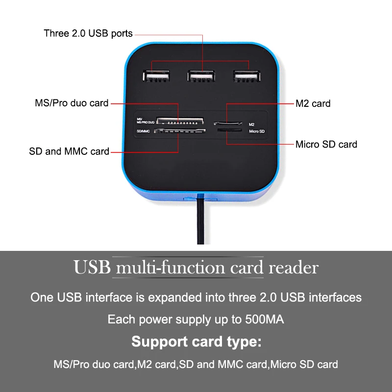 USB кард-ридер расширитель многофункциональный памяти OTG Micro SD TF USB 2,0 кардридер kaartlezer lector de tarjetas lecteur carte sd