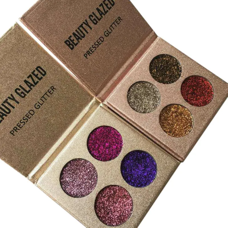 

BEAUTY GLAZED 4 color Glitters Eye Shadow Palette Rainbow Diamond Pressed Eyeshadows Kit Cosmetics