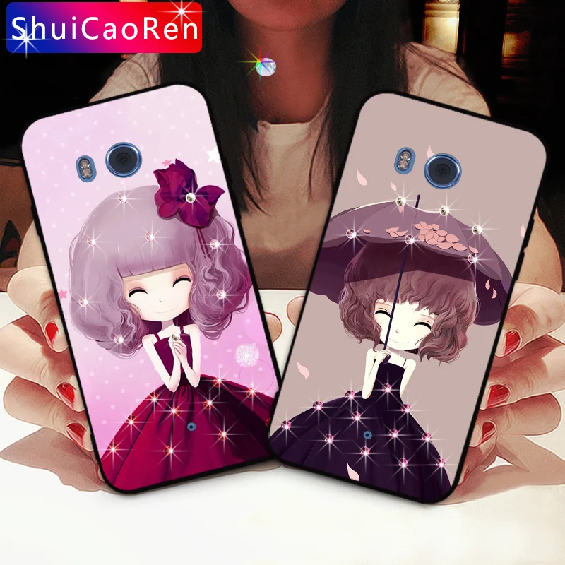

Luxury Rhinestone Phone Case For HTC U11 / U11 Plus Soft Silicone TPU Back Cover Case For HTC U ultra / Ocean Note Capa Coque