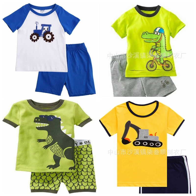 New Summer Children Pyjamas Baby Clothes Sets Kids Short Sleeve Tshirt