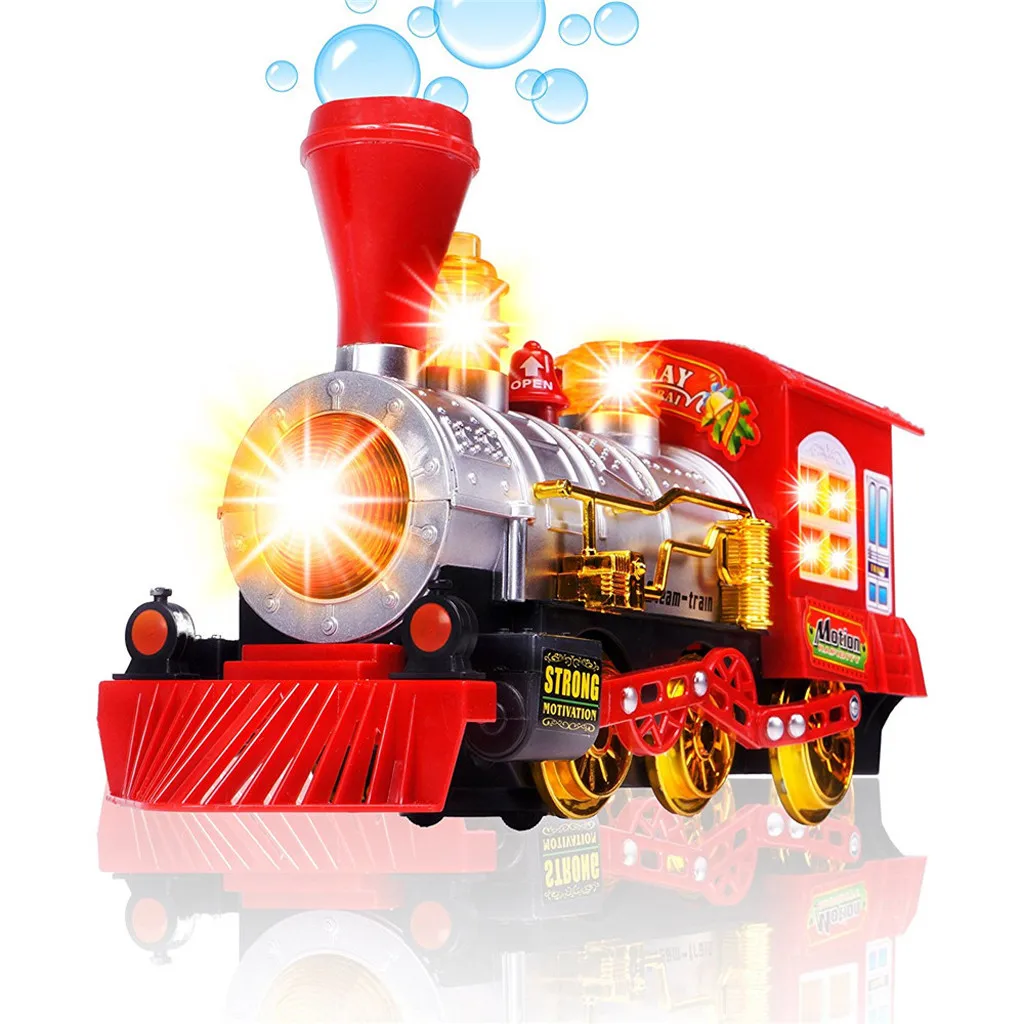 

Kids Bubble Toy 2019 New Magic Train Locomotive Engine Car Bubble Machine Toy Child Battery Make Light Sound Bubble Toy