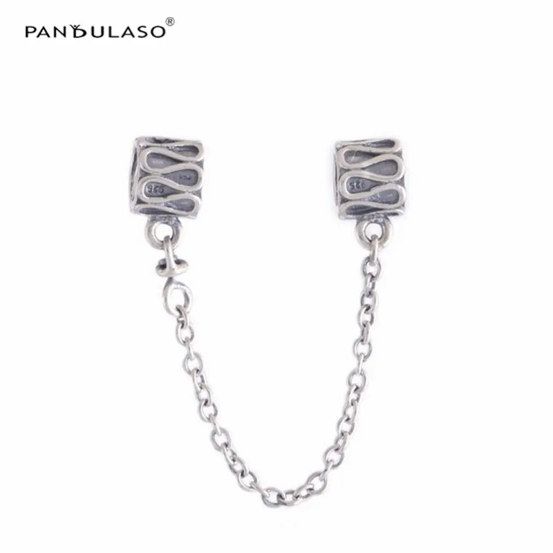 

Pandulaso Safety Chain Lock Beads for Jewelry Making Women Silver Beads Fit Original Charms Bracelets & Bangles Fine DIY Jewelry