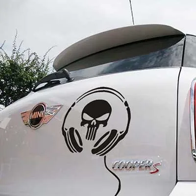 

Headphone skull car sticker on car styling laptop sticker decal motorcycle skateboard doodle stickers for car accessories