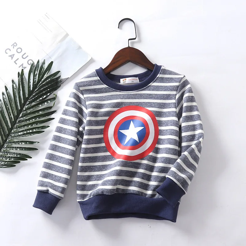 

Kids Clothes Boys Sweatshirt Autumn Spring 100% Cotton Tops Cartoon Captain America Printed Girls Sweatshirts Toddler Shirt