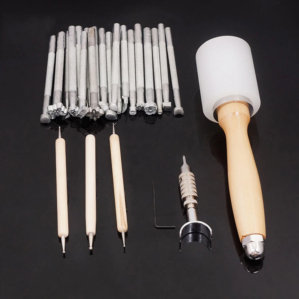 

25PCS Leather Craft Tool Leather Sewing Tools Kit Leather DIY Hand Stitching Tools for Sewing Leather Canvas